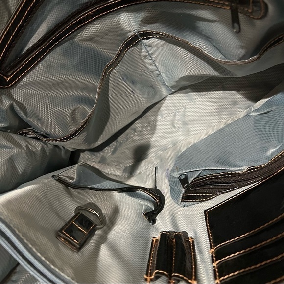 Lawyer’s bag top handle Leather croc embossing patent leather briefcase Retro - Picture 9 of 16